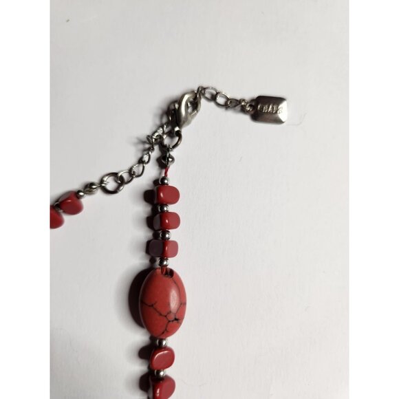 Red Beaded Necklace Lobster Clasp Chaps southwest womens jewelry - Picture 4 of 5